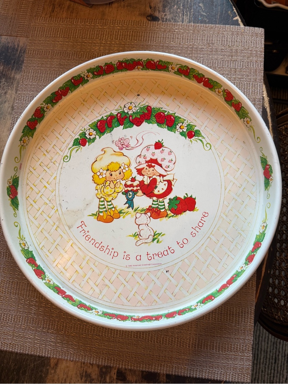 Vintage 1982 Strawberry Shortcake Decorative Serving Metal Tray